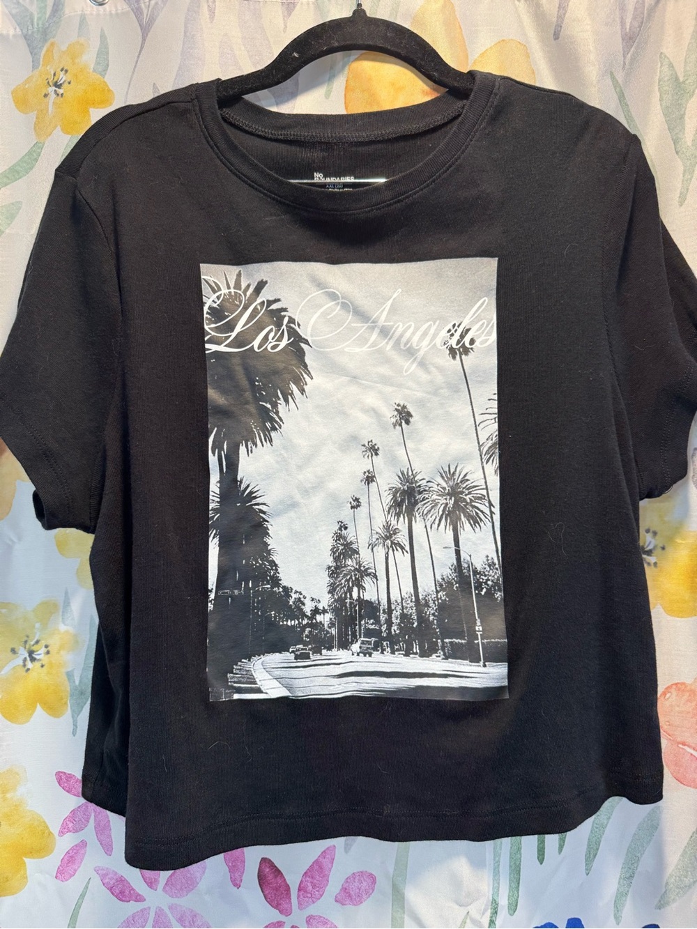Black Los Angeles Photo Crop Tee